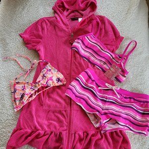 Bundle 7 Pieces Girls Joe Boxer Cover Up & Bathing Suits M/L